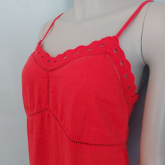 OLD NAVY Orange Dress Small Cami Top Midi Length Crochet Trim A Line Fall Season - Picture 8 of 15